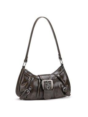 Vegan Leather Hobo Shoulder Bag Women Zipper Tote Handbag
